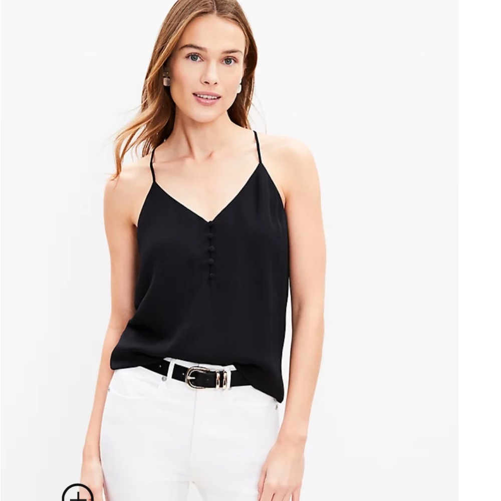 Loft Covered Button Strappy Cami in Black Size M
